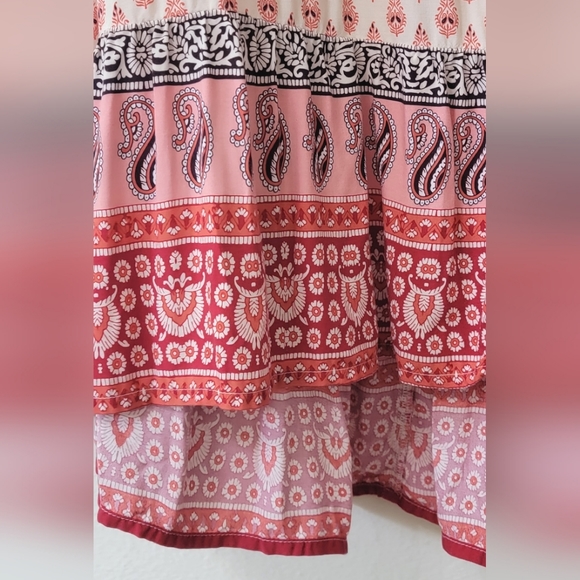 EUC Lou Lou Sleeveless Hi-Lo Shift Midi Dress w/Ruffled Hem & Paisley Print - Picture 4 of 7